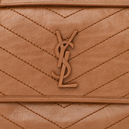 Saint Laurent Crinkled Calfskin Matelasse Monogram Medium Niki Chain Satchel Light Caramel 8 of 10