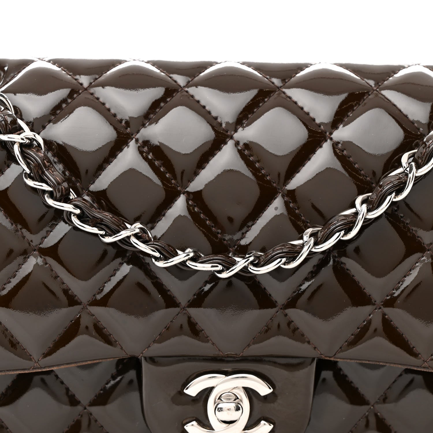 Chanel Patent Quilted Medium Double Flap Brown 8 of 15