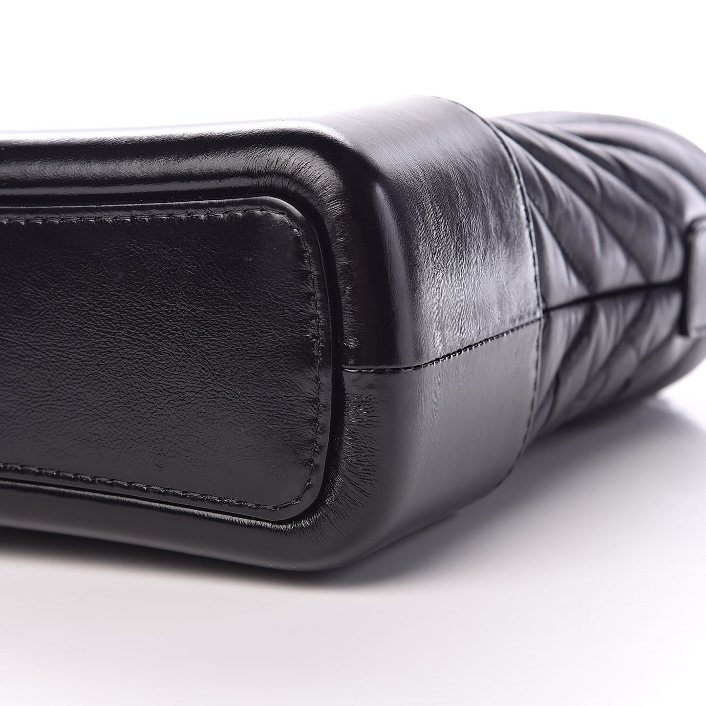 Aged Calfskin Chevron Quilted Medium Gabrielle Hobo Black