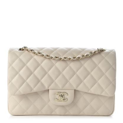 Chanel Pearly Caviar Quilted Jumbo Double Flap Dark White 1 of 10