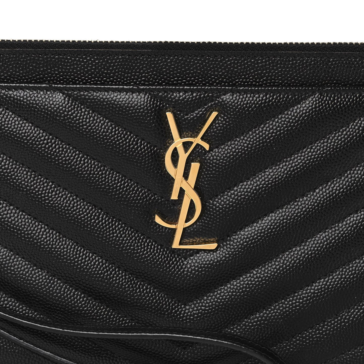 Grain De Poudre Chevron Monogram Large Bill Pouch Black