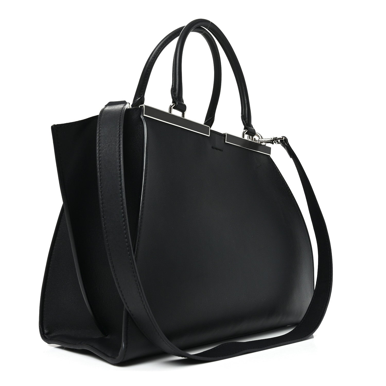 Fendi Vitello Dolce Shiny Nappa Petite 3Jours Tote Black 3 of 10