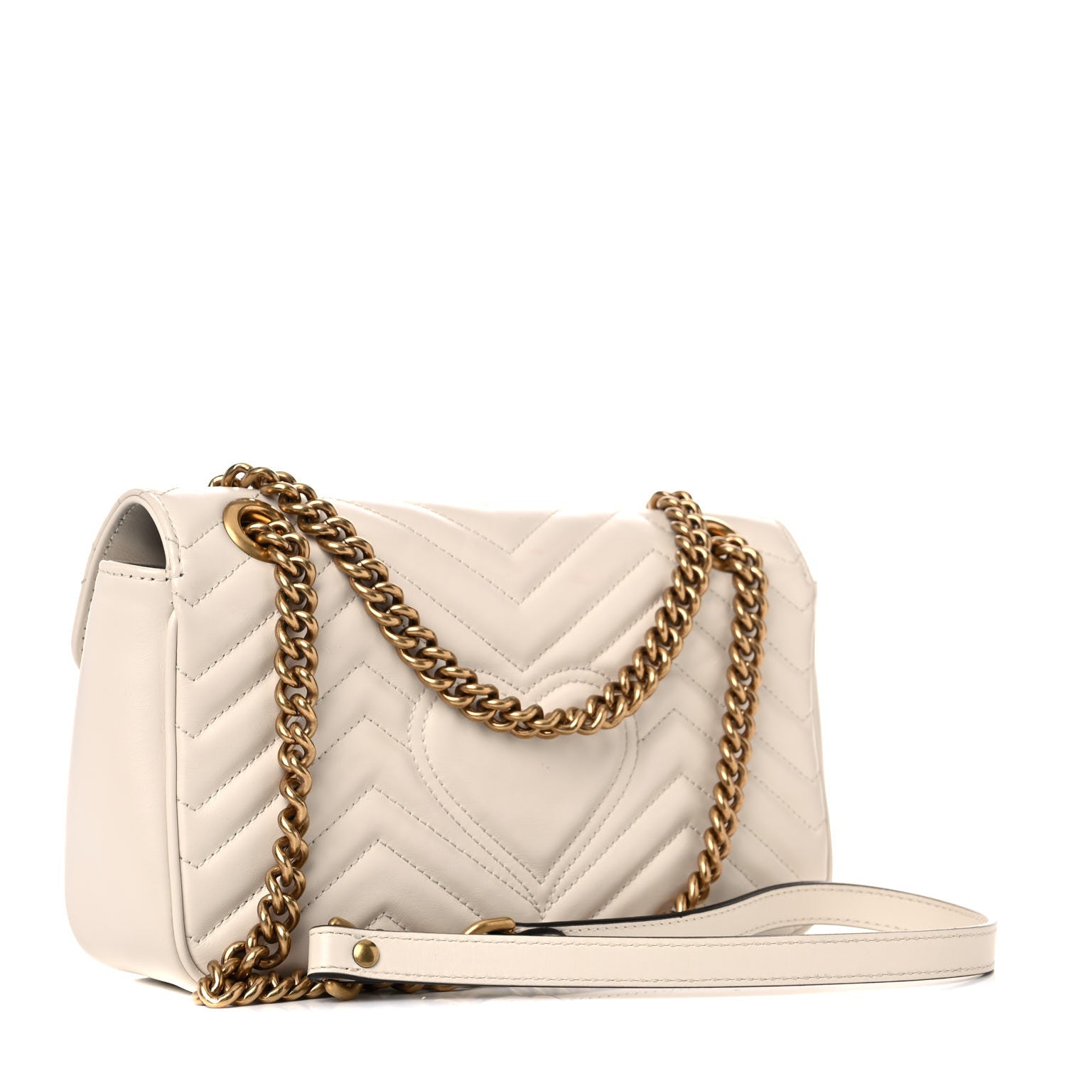 Gucci Calfskin Matelasse Small GG Marmont Shoulder Bag White 3 of 21