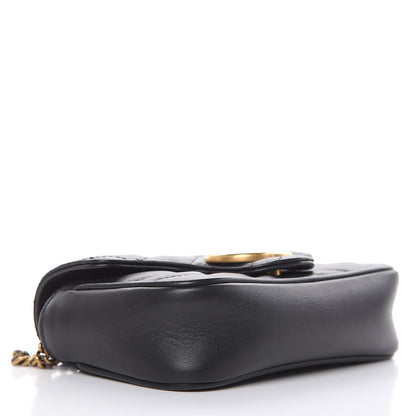 Gucci Calfskin Matelasse Super Mini GG Marmont Shoulder Bag Black 4 of 14