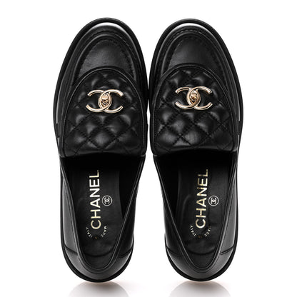 Chanel Lambskin Quilted CC Turnlock Loafers 36 Black 2 of 11
