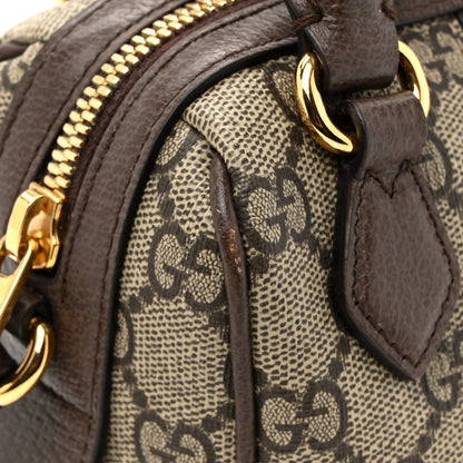 Gucci GG Supreme Monogram Textured Dollar Calfskin Web Super Mini Ophidia Top Handle Bowler Bag Beige Ebony New Acero 15 of 15