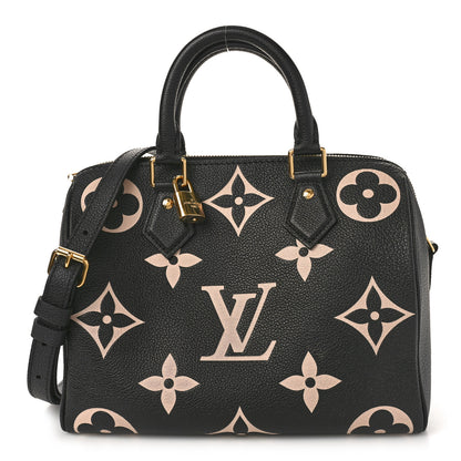 Louis Vuitton Empreinte Monogram Giant Speedy Bandouliere 25 Black Beige 1 of 9
