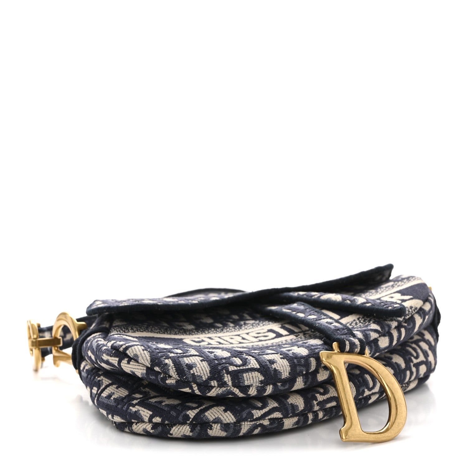 Christian Dior Oblique Embroidered Saddle Bag Blue 4 of 12
