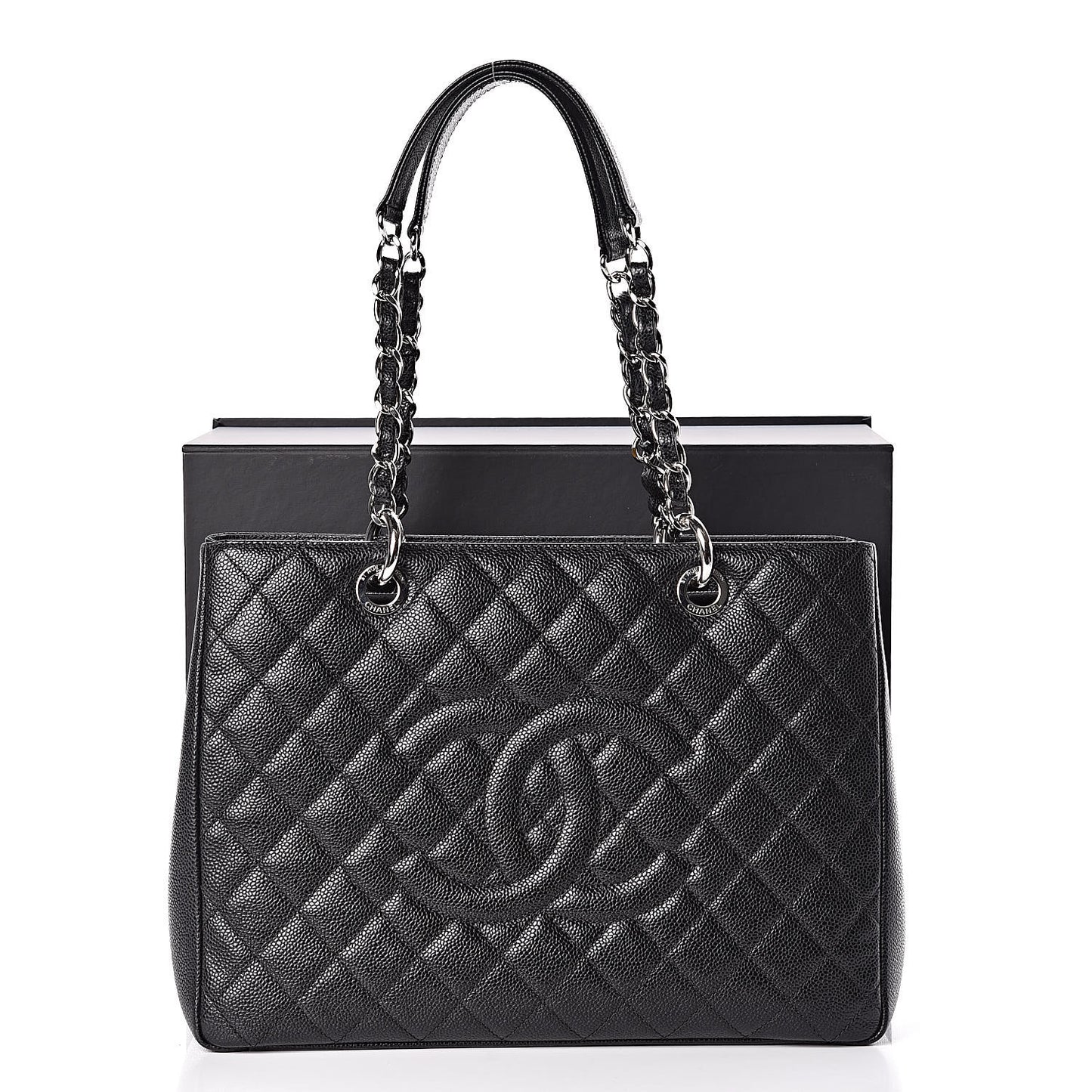 Caviar Quilted Grand Shopping Tote GST Black