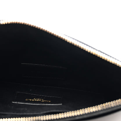 Saint Laurent Grain De Poudre Chevron Monogram Large Bill Pouch Black 5 of 8