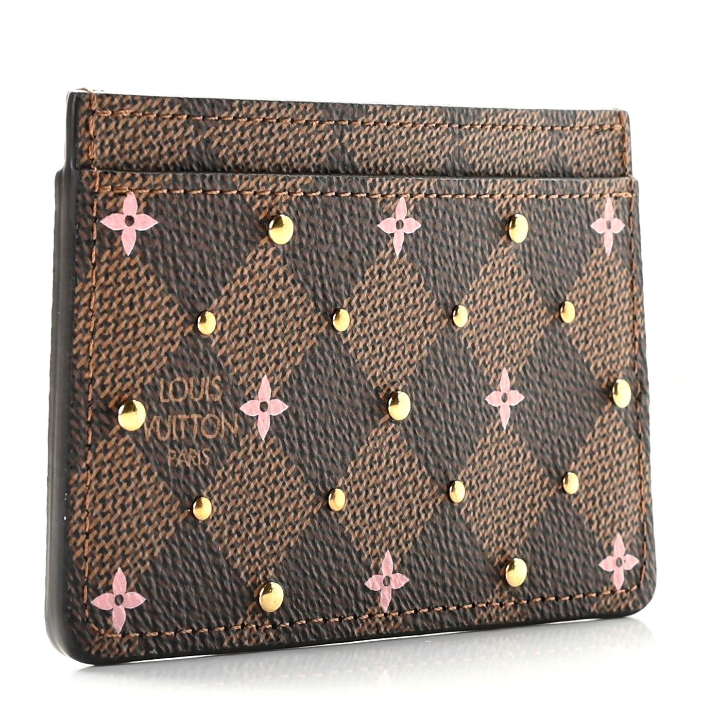 Damier Ebene Studded Card Holder