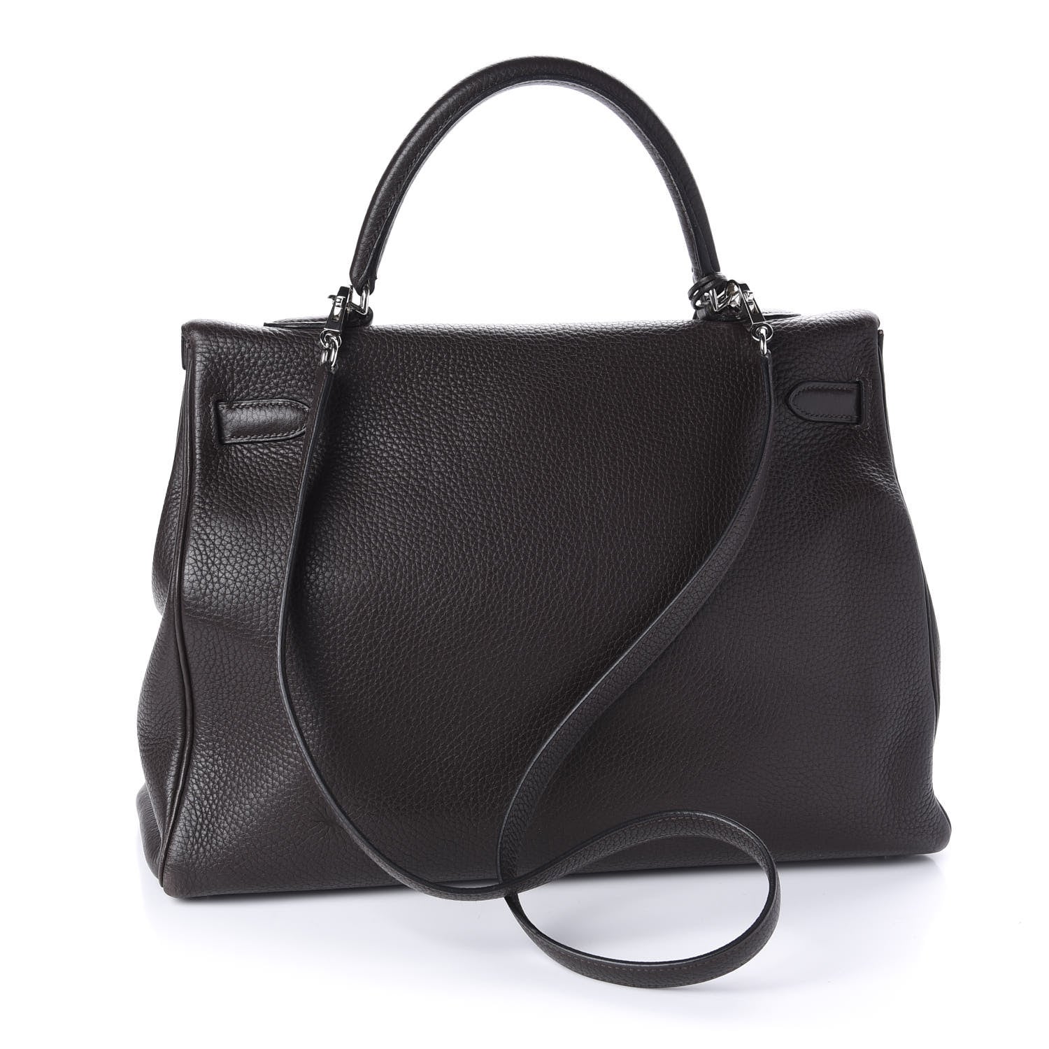 Hermes Taurillon Clemence Kelly Retourne 35 Chocolate Rose Shocking 3 of 13