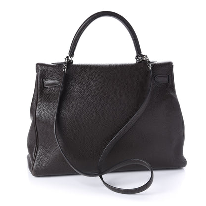 Hermes Taurillon Clemence Kelly Retourne 35 Chocolate Rose Shocking 3 of 13