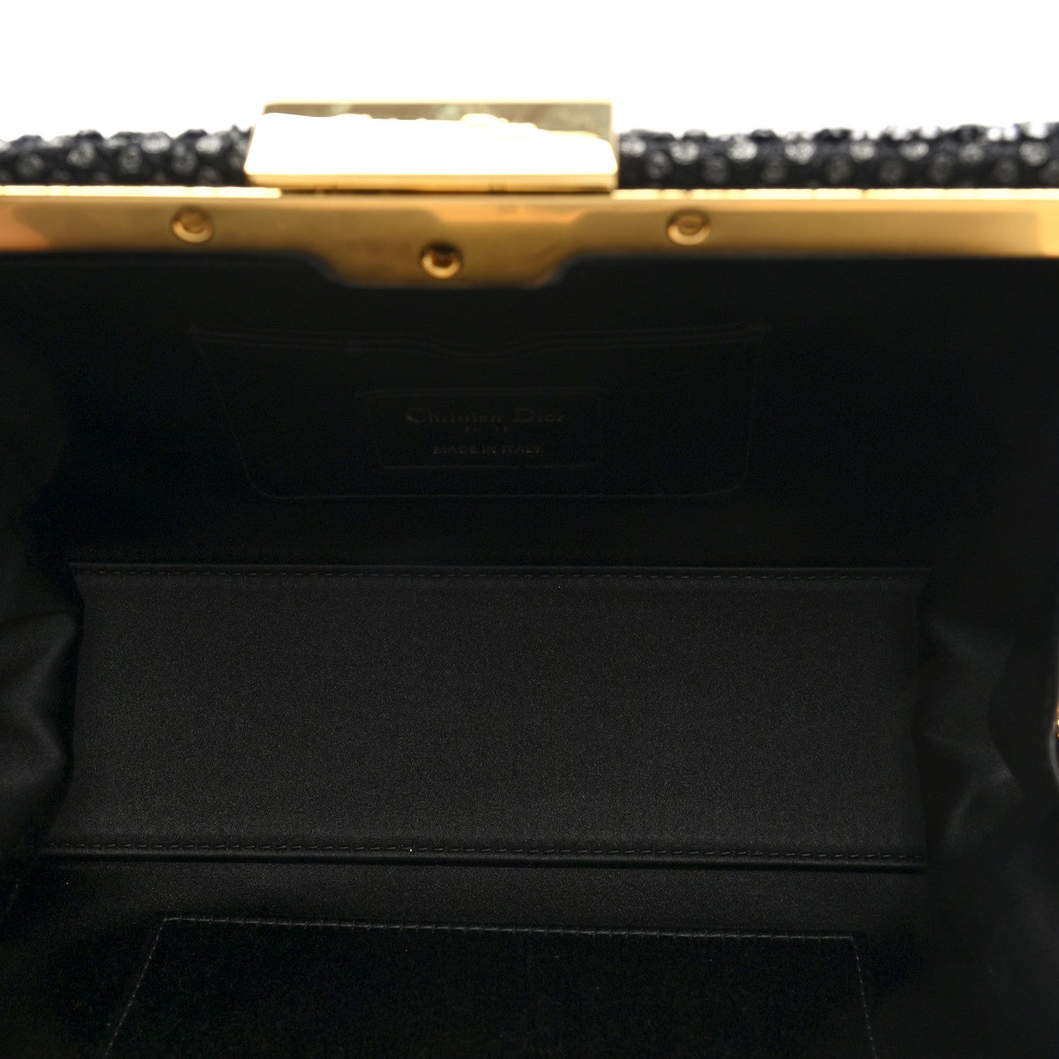 Christian Dior Satin Sequin Frame Bag Black 6 of 10