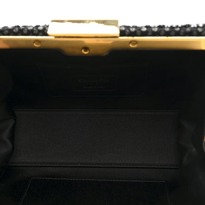 Christian Dior Satin Sequin Frame Bag Black 6 of 10