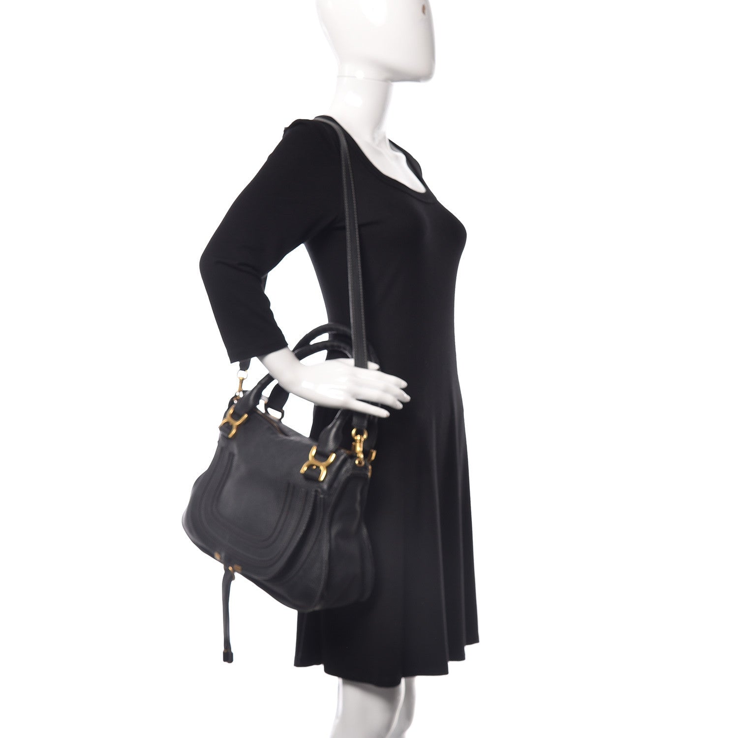 Chloe Calfskin Medium Marcie Satchel Black 2 of 9