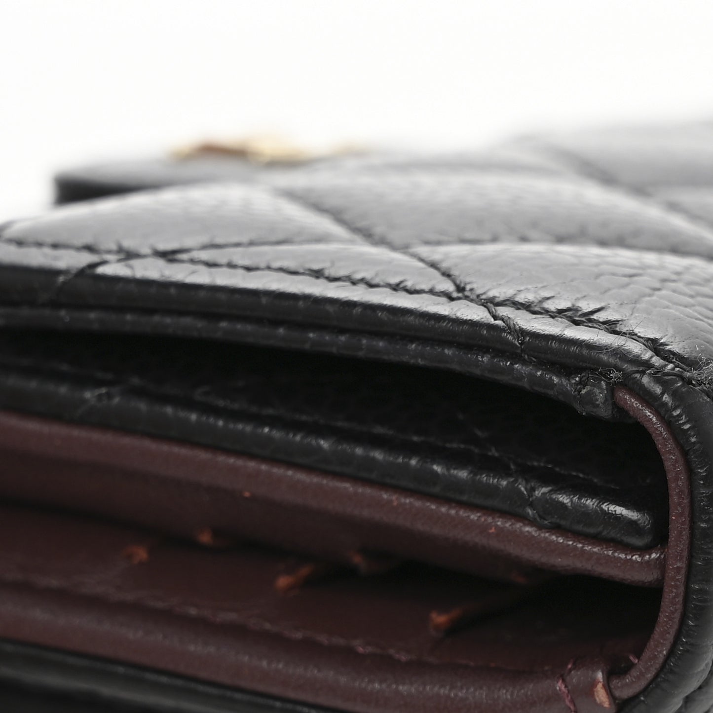 Caviar Quilted Compact Flap Wallet Black
