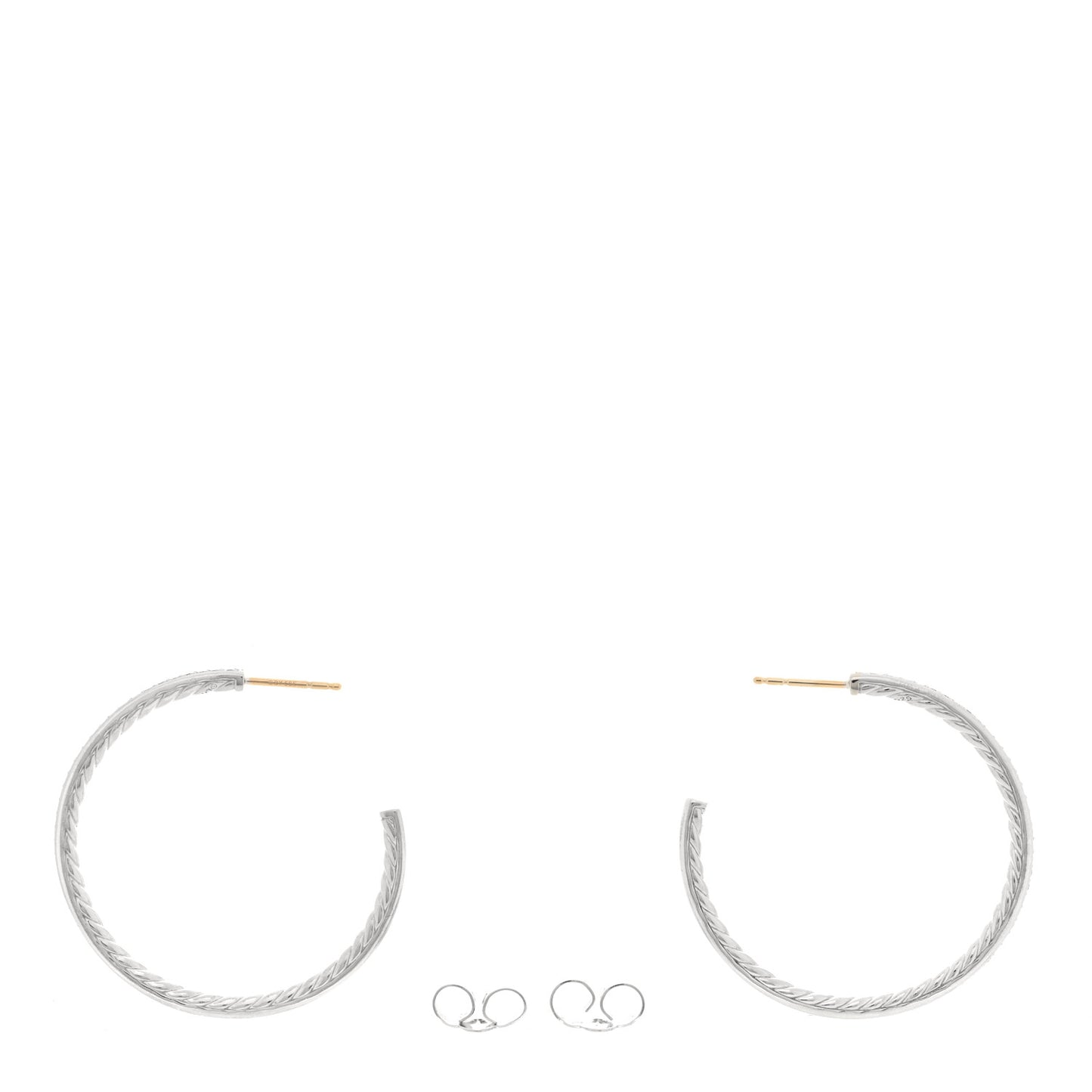 Sterling Silver Diamond 38mm Pave Hoop Earrings
