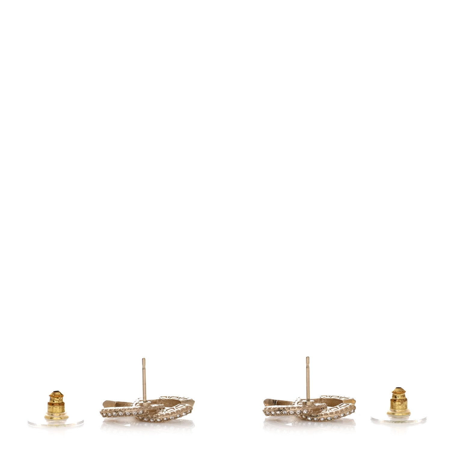 Chanel Crystal Timeless CC Earrings Gold 3 of 4