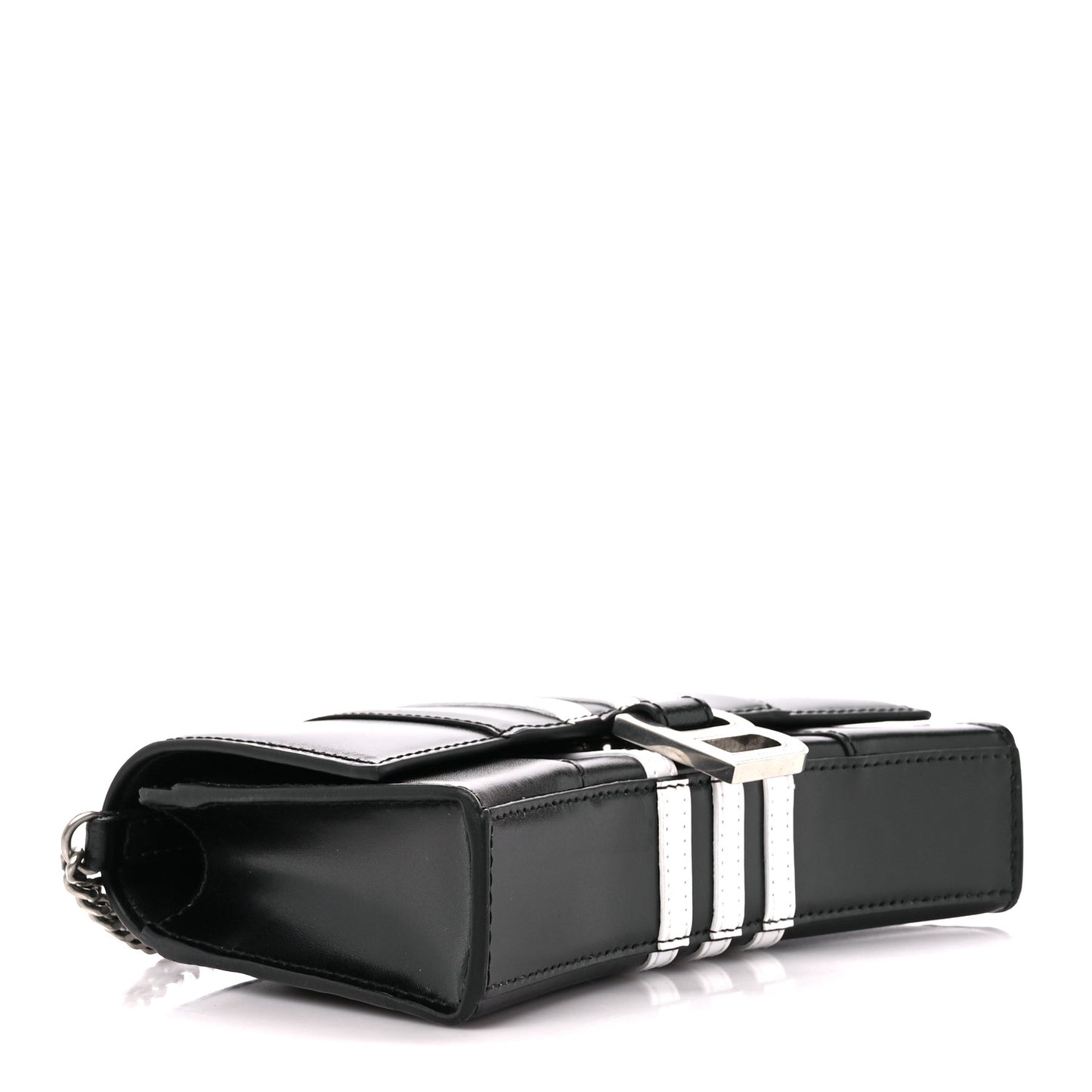 X ADIDAS Box Calfskin Hourglass Chain Bag Black