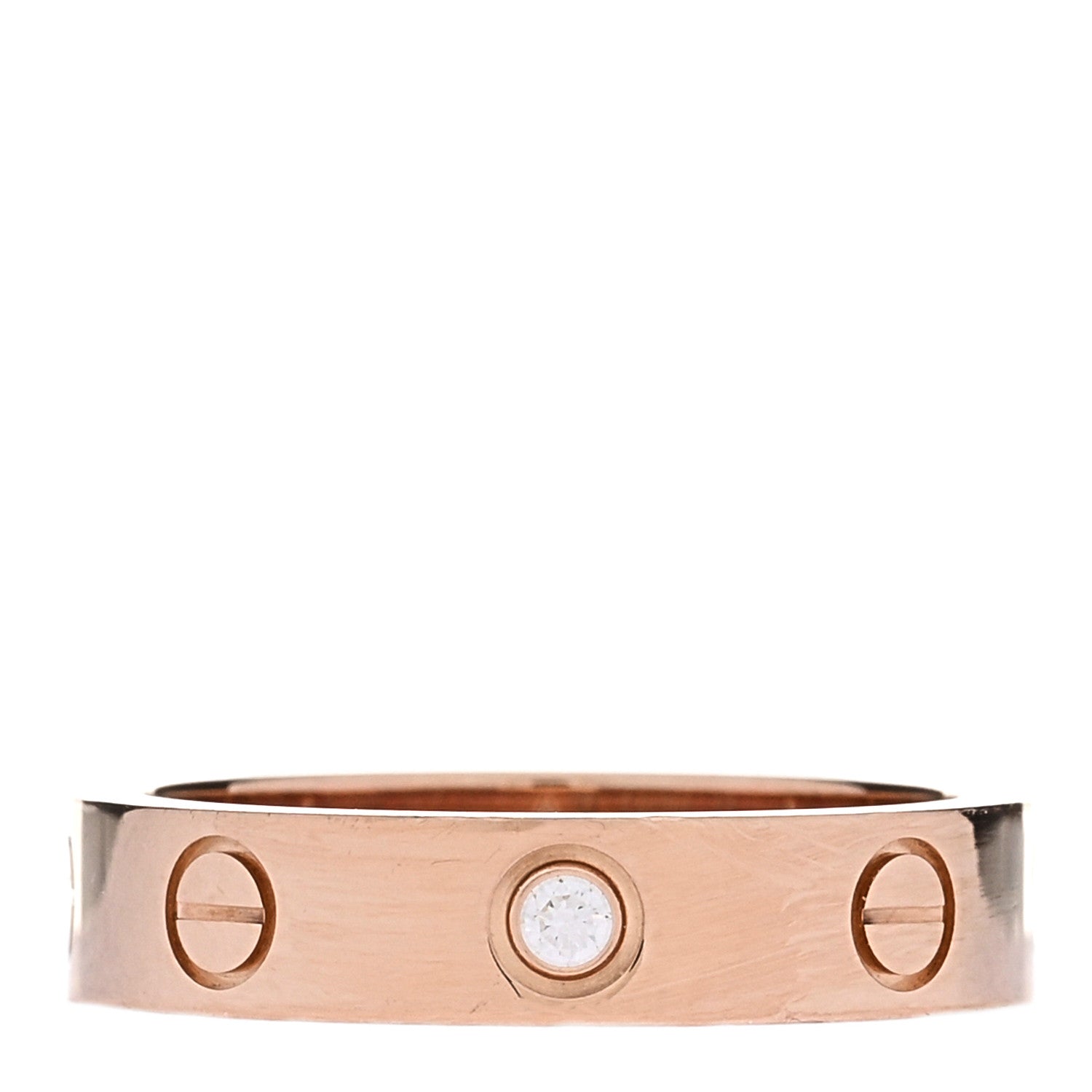Cartier 18K Pink Gold Diamond 4mm LOVE Wedding Band Ring 49 5 1 of 5