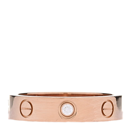 Cartier 18K Pink Gold Diamond 4mm LOVE Wedding Band Ring 49 5 1 of 5