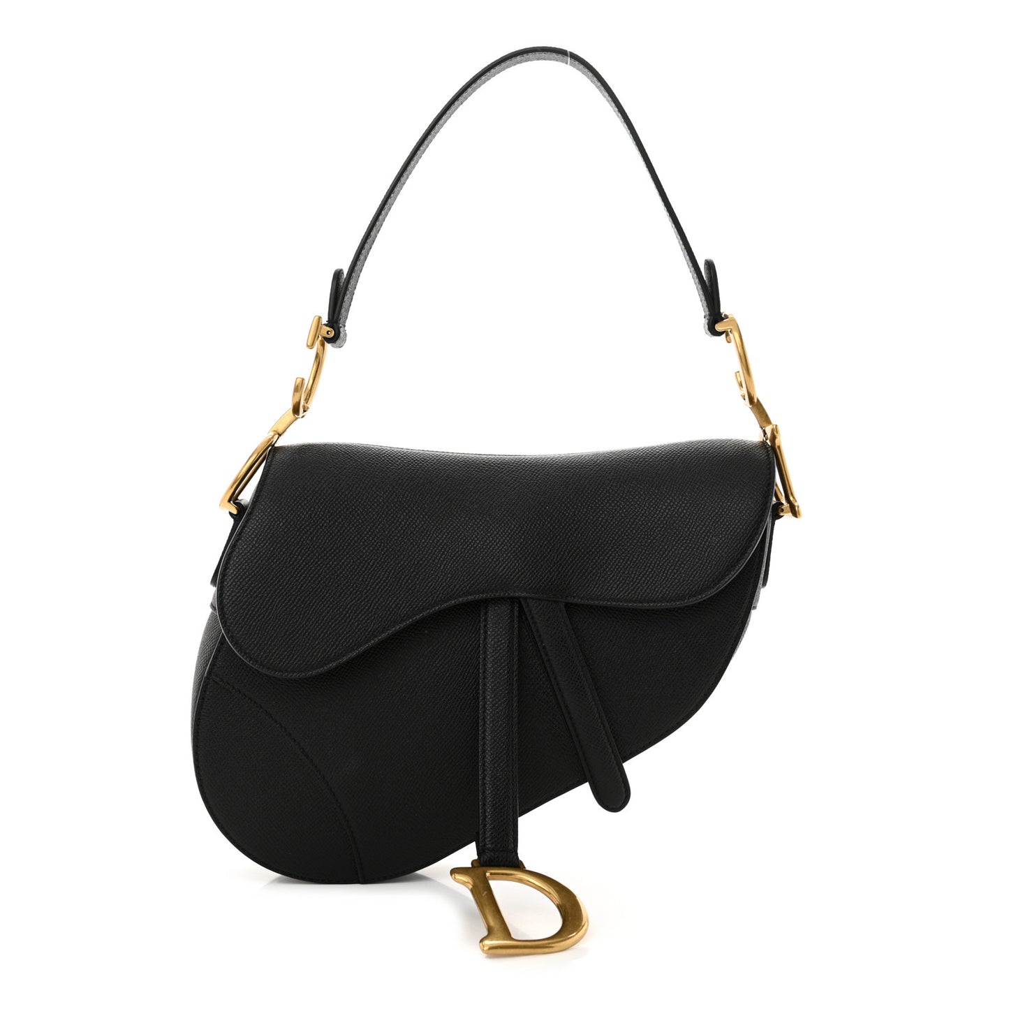 Grained Calfskin Saddle Bag Black