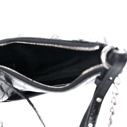 Balenciaga Extra Supple Calfskin Crystal Crocodile Embossed Le Cagole Mini Purse With Chain Black 4 of 8