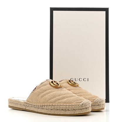 Gucci Straw Elaphe Matelasse GG Marmont Espadrille Slippers 38 Natural Cream Brown 10 of 10