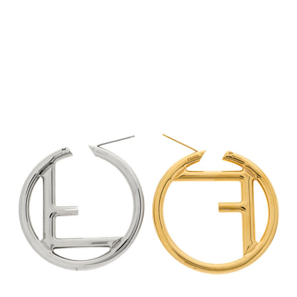 Fendi Metal FF Hoop Earrings Gold Silver 3 of 4