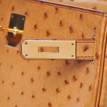 Hermes Ostrich Kelly Retourne 32 Gold 16 of 33