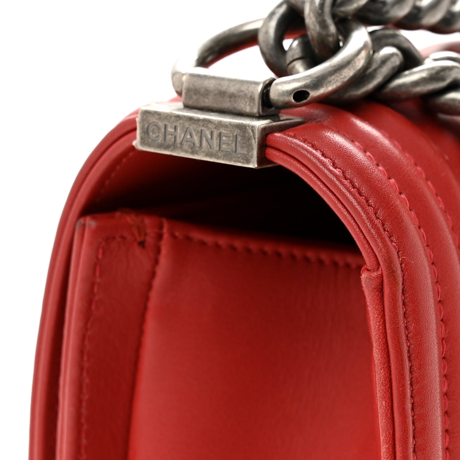 Chanel Calfskin Chevron Quilted Medium Boy Flap Red 10 of 12