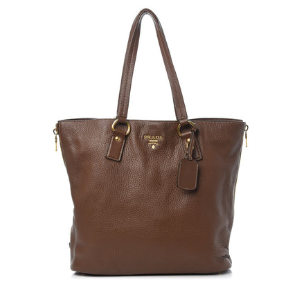 Prada Vitello Daino Side Zip Tote Tabacco 1 of 8