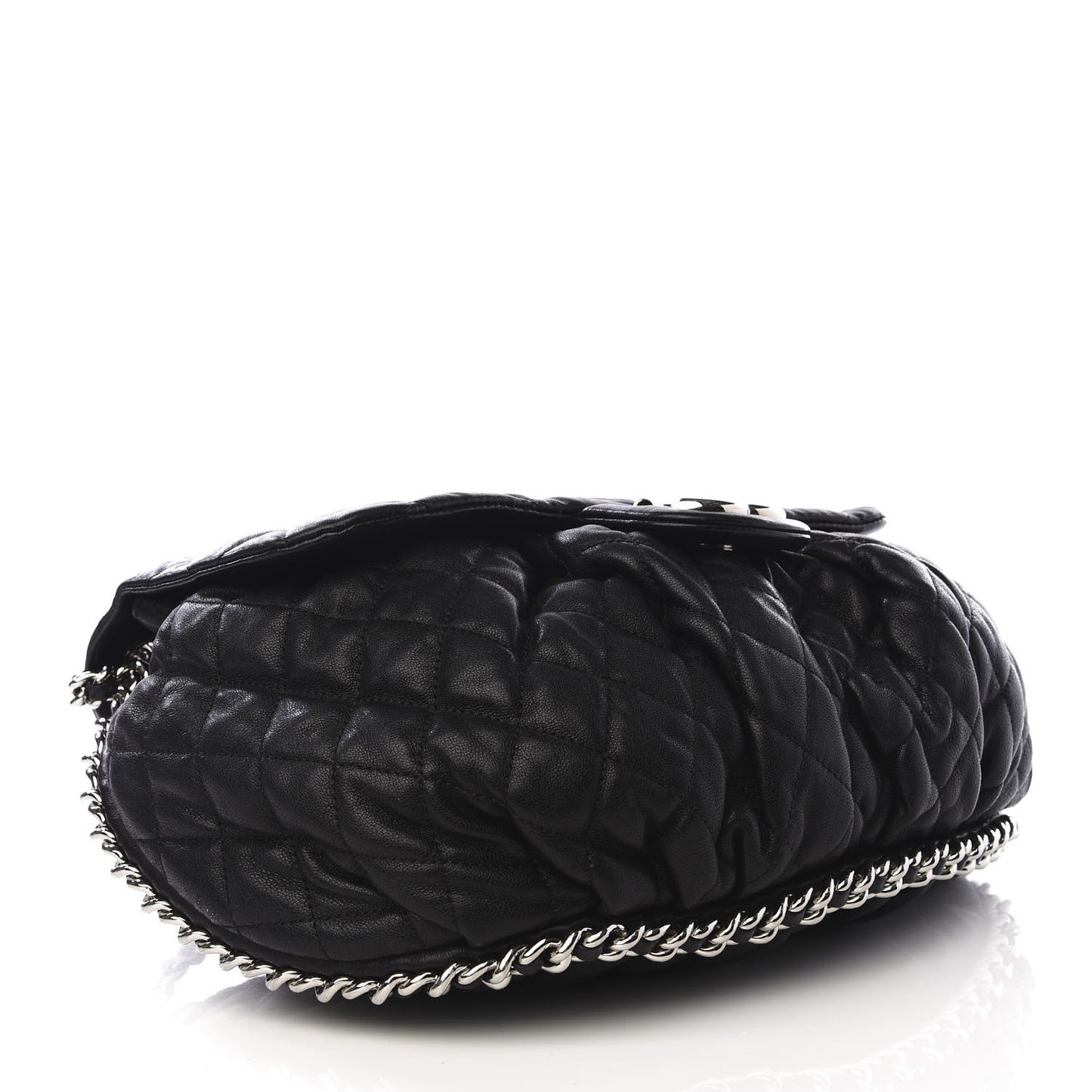 Washed Lambskin Quilted Large Chain Around Messenger Black