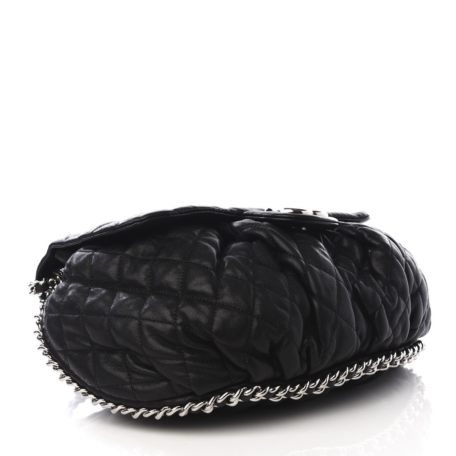 Chanel Washed Lambskin Quilted Large Chain Around Messenger Black 3 of 9