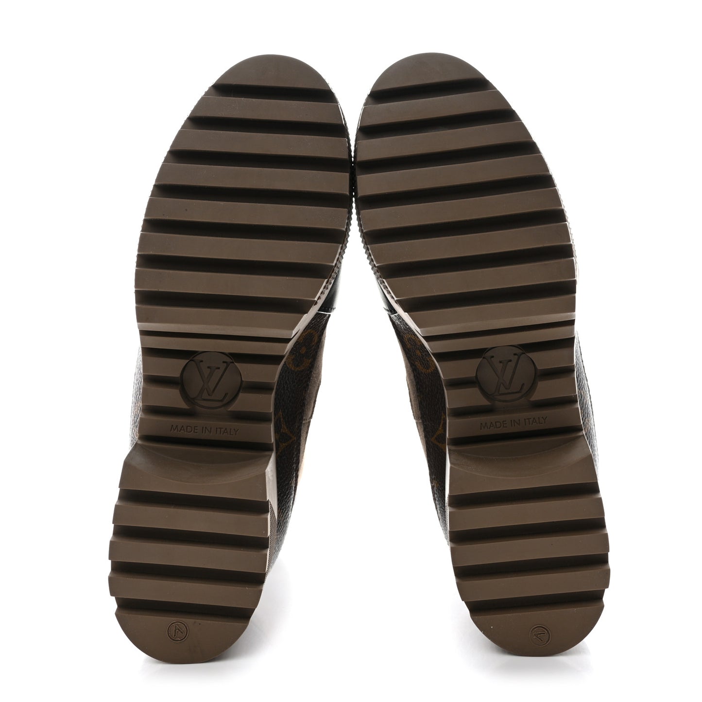 Suede Calfskin Monogram Laureate Platform Desert Boots 37 Taupe