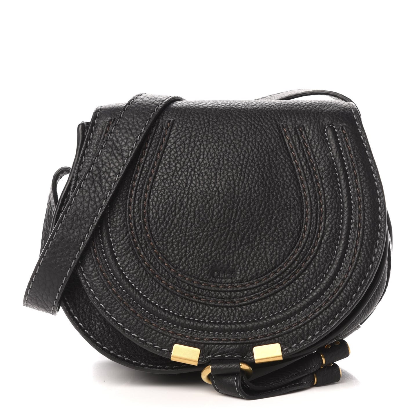 Calfskin Mini Marcie Round Crossbody Bag Black