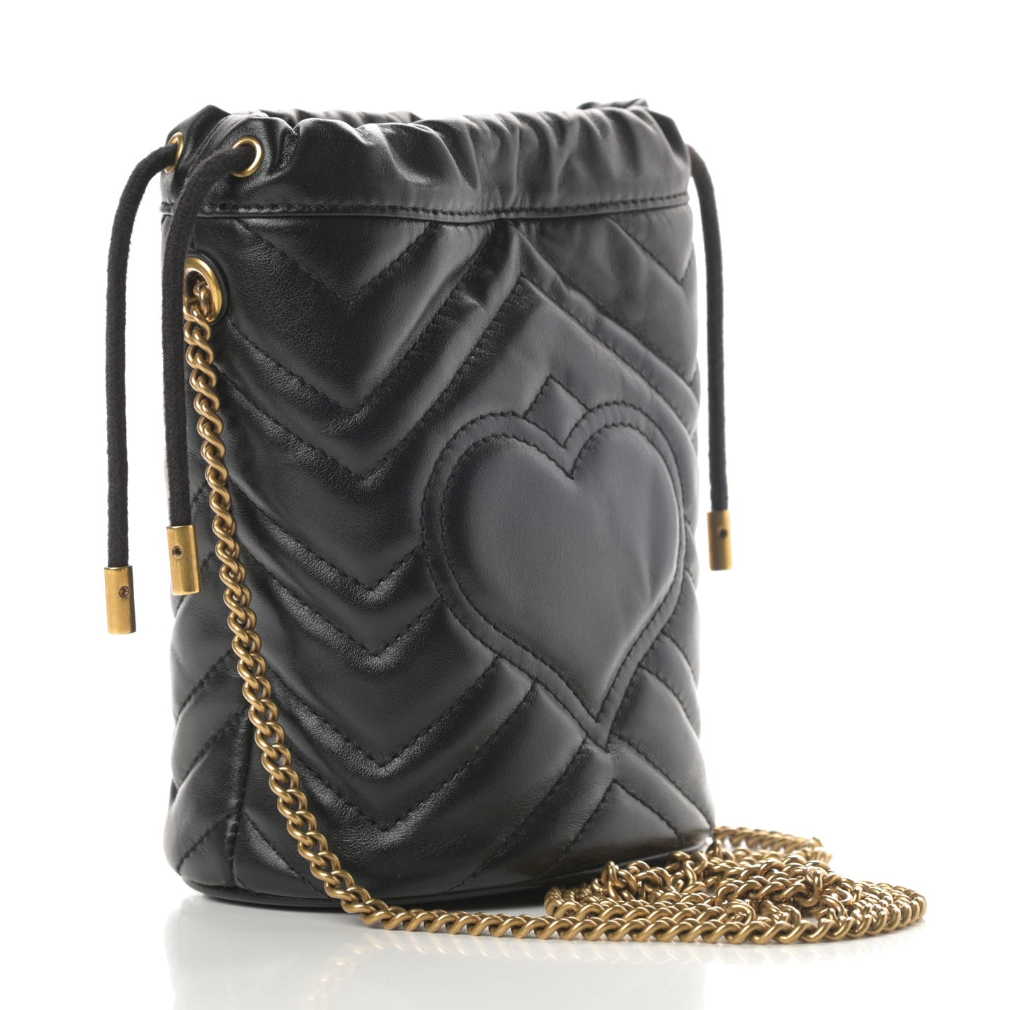 Calfskin Matelasse Mini GG Marmont 2.0 Bucket Bag Black