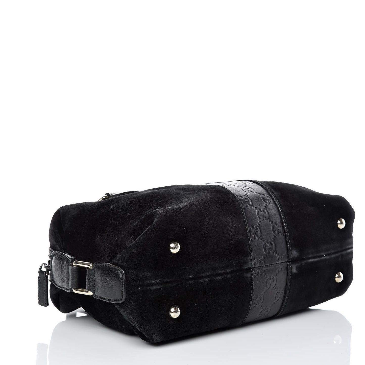 Suede Guccissima Small Boston Black