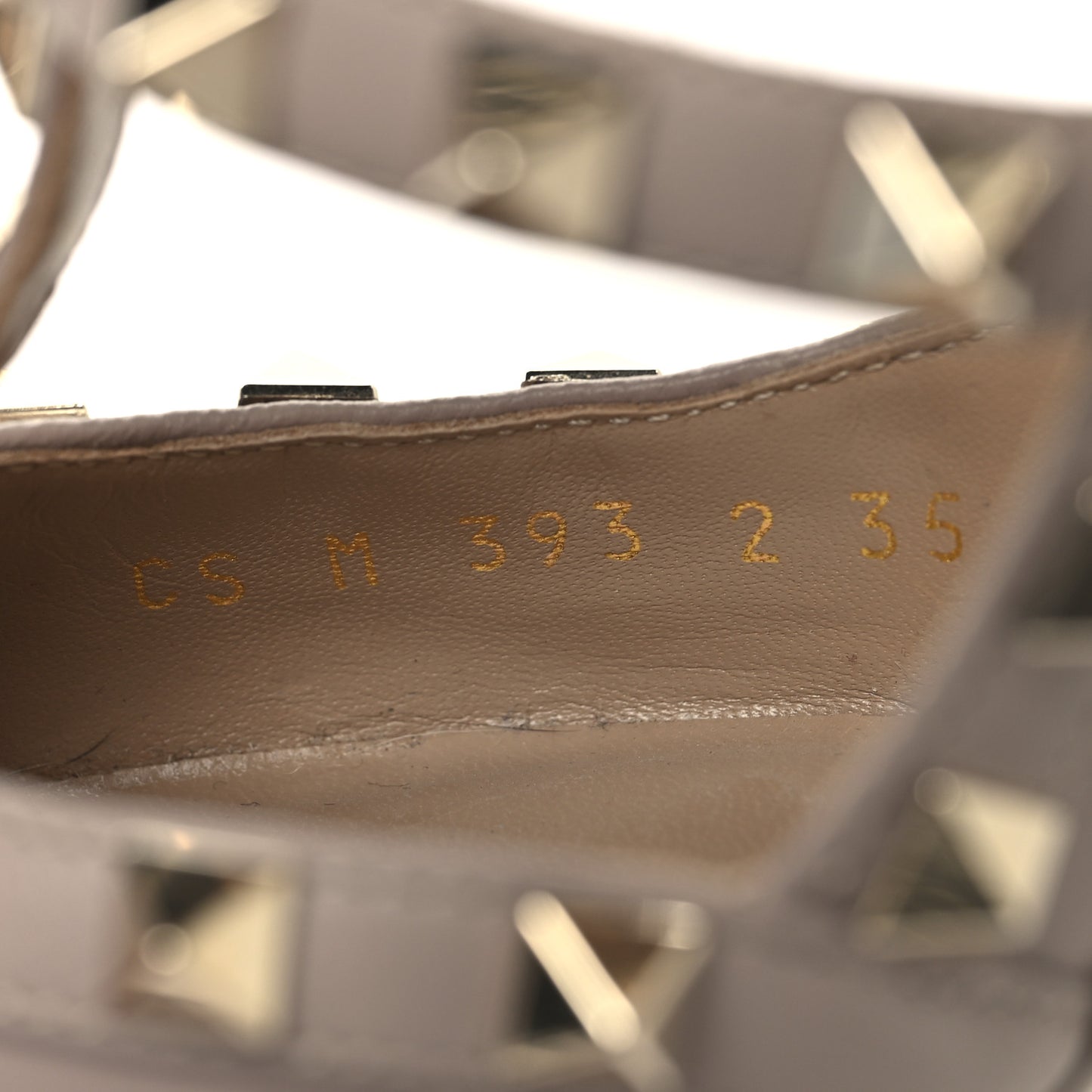 Calfskin Nappa Rockstud Ankle Strap 100mm Pumps 35 Poudre