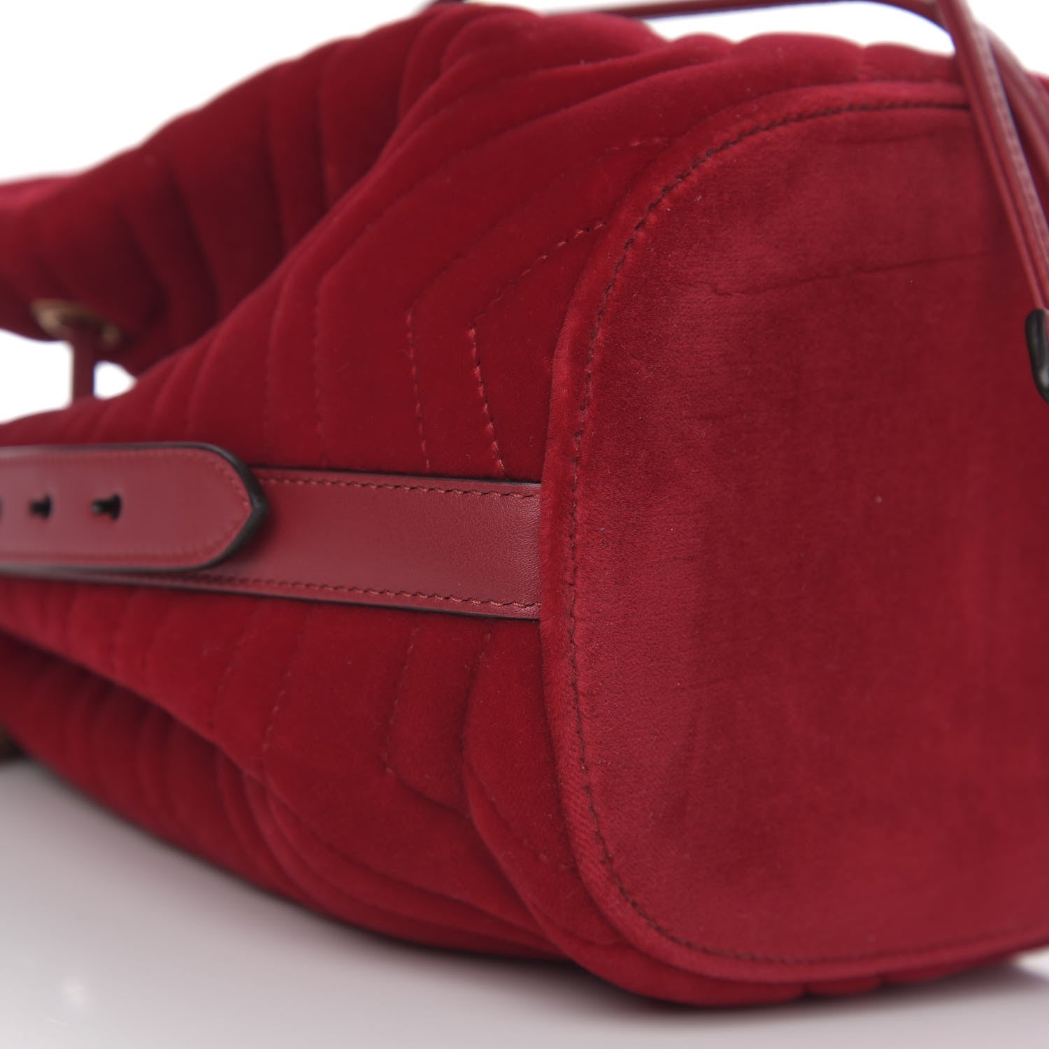 Gucci Velvet Matelasse GG Marmont Bucket Bag Hibiscus Red 8 of 10