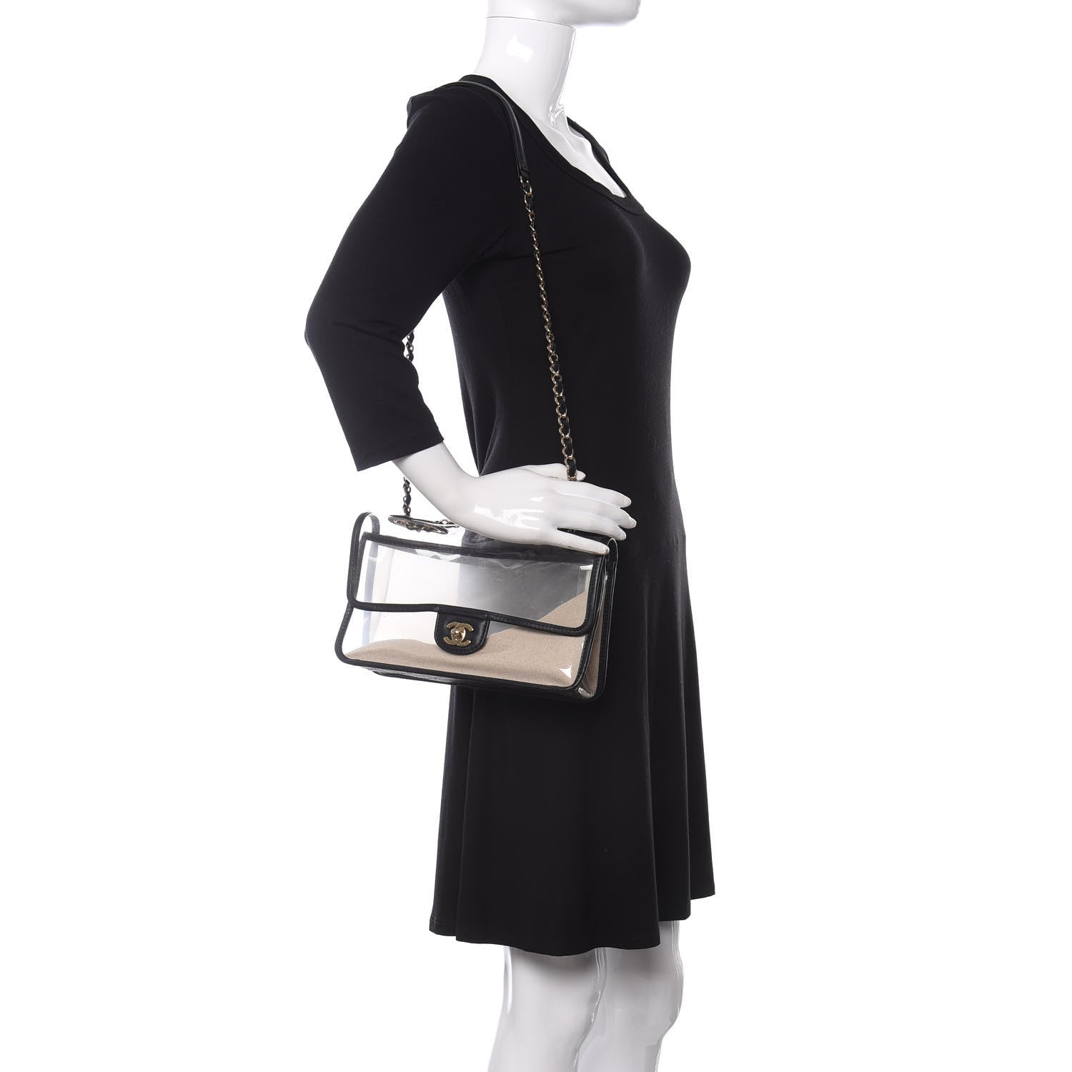 Chanel Lambskin PVC Medium Coco Sand Flap Black 2 of 11