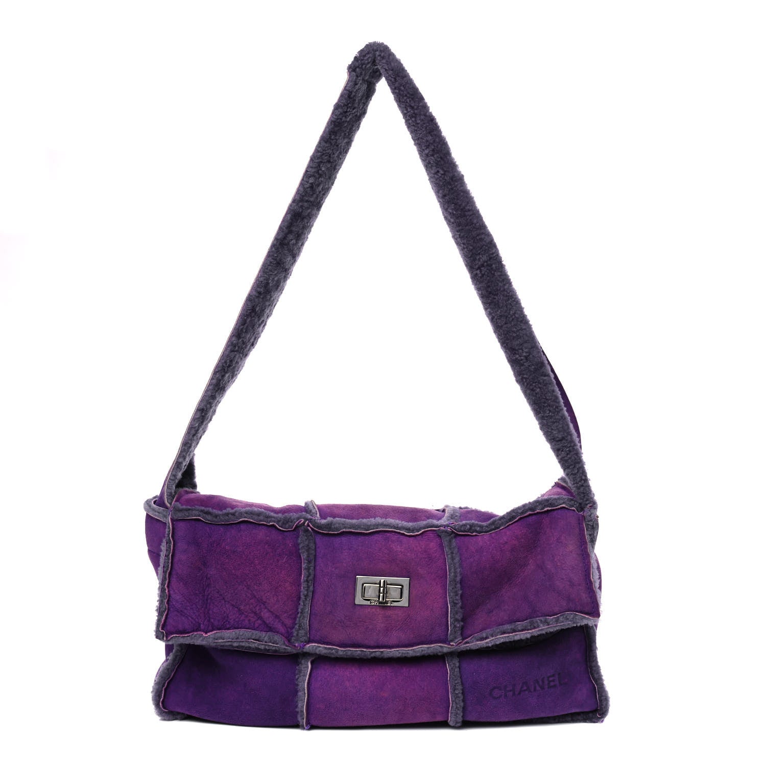 Chanel Shearling Patchwork Mademoiselle Messenger Purple 1 of 11