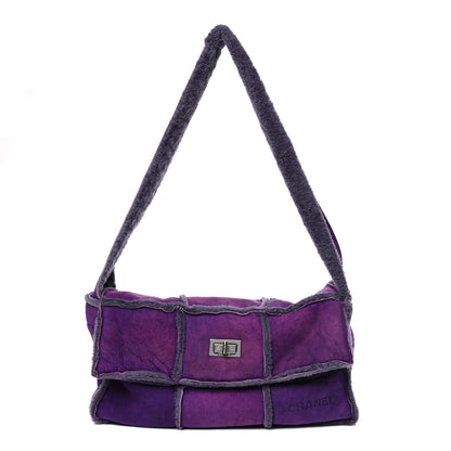 Chanel Shearling Patchwork Mademoiselle Messenger Purple 1 of 11