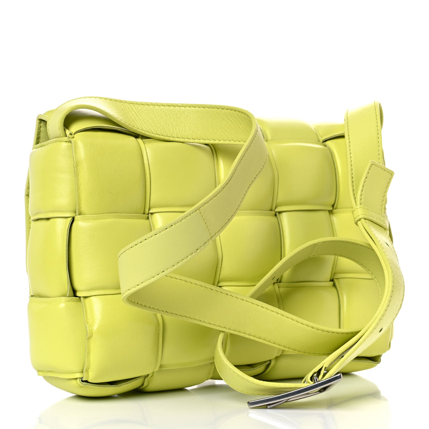 Nappa Maxi Intreccio Padded Cassette Crossbody Bag Seagrass