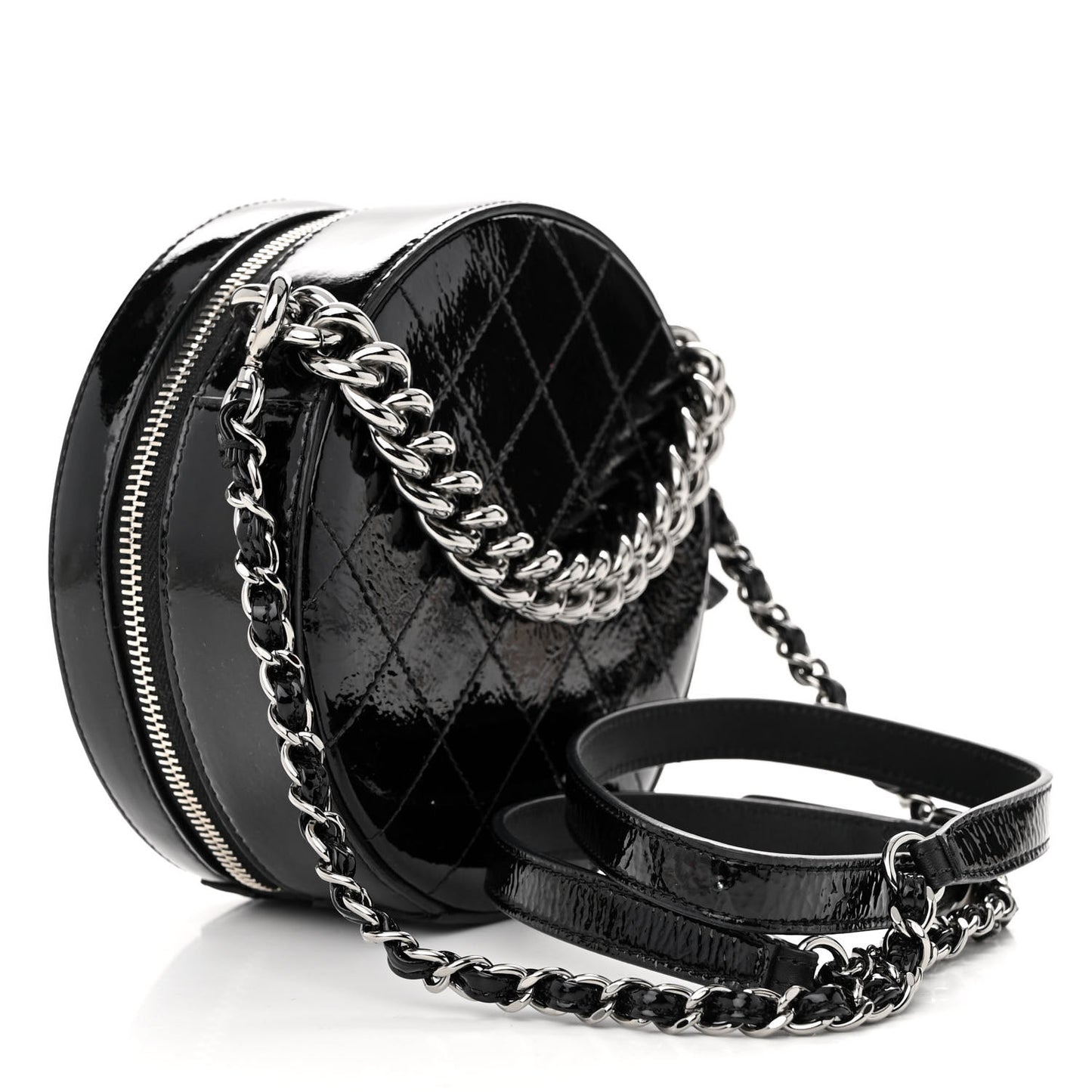 Patent Round As Earth Evening Bag Black