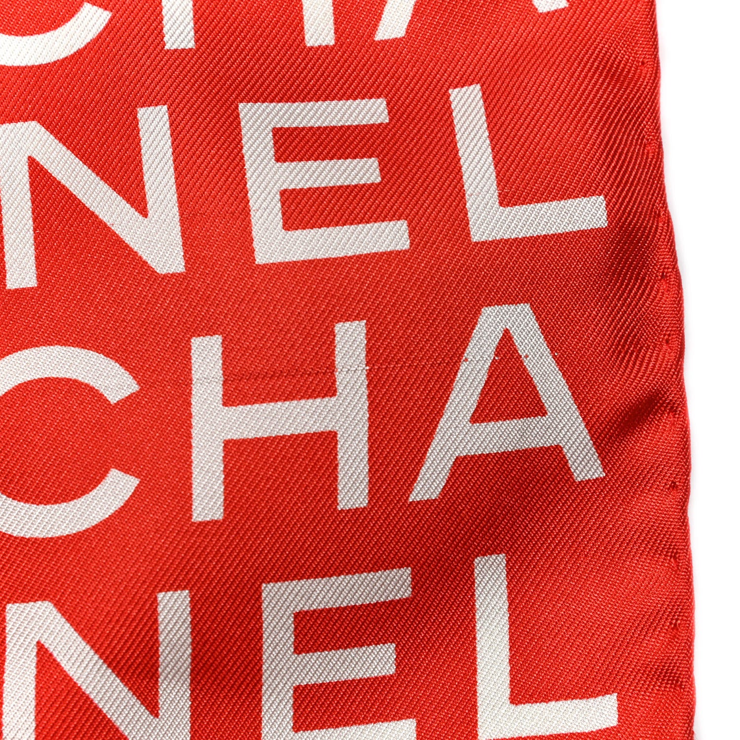Chanel Silk CC Logo Square Scarf Red 5 of 5