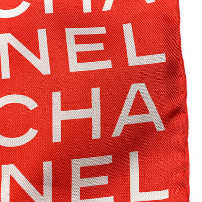 Chanel Silk CC Logo Square Scarf Red 5 of 5