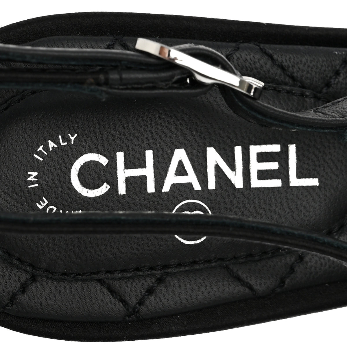 Chanel Silk Crystal Embellished Cap Toe CC Slingback Pumps 36.5 Black 6 of 10