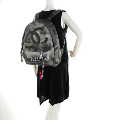 Chanel Graffiti Printed Canvas Medium Backpack Grey 2 of 7
